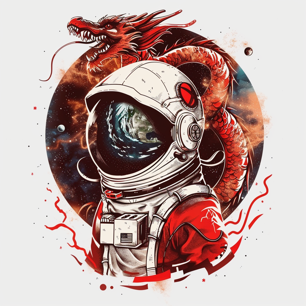Dragon astronaut majestic Expressive surreal Vinyl Decal Sticker for Car, Laptop, Tumbler and more # F018999