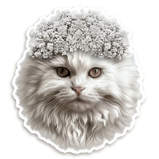 Adorable Turkish Angora Cat  Vinyl Decal Sticker for Car, Laptop, Tumbler and more # F020834-4" x 4"