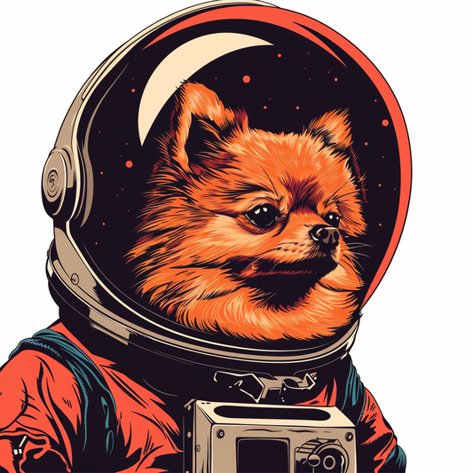 Sticker of a Pomeranian Dog astronaut majestic Expressive surreal Vinyl Decal Sticker for Car, Laptop, Tumbler and more # F013839