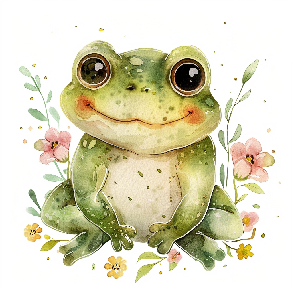 Sticker of an Adorable Frog with chubby cheeks Expressive surreal Vinyl Decal Sticker for Car, Laptop, Tumbler and more # F015875