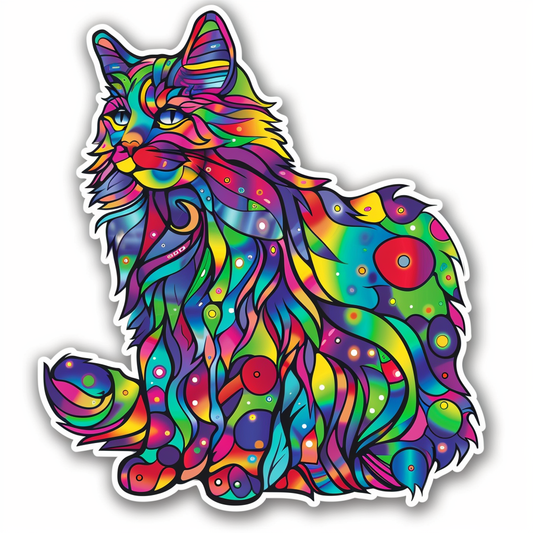 Persian Cat majestic Expressive surreal Vinyl Decal Sticker for Car, Laptop, Tumbler and more # F016056