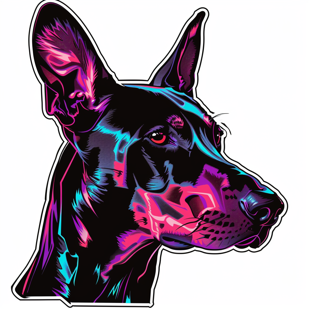 Doberman Pinscher Dog cyber punk Expressive surreal Vinyl Decal Sticker for Car, Laptop, Tumbler and more # F019406
