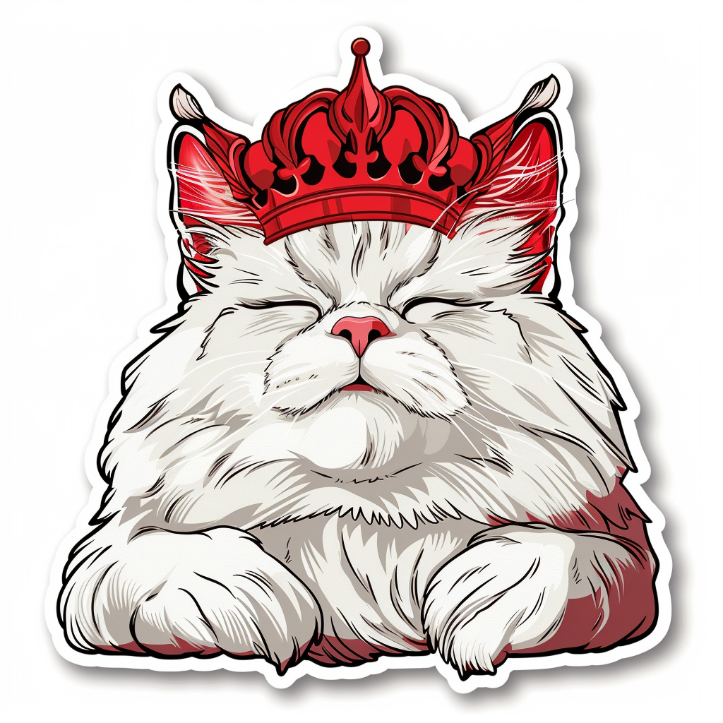 Persian Cat crowned majestic Expressive surreal Vinyl Decal Sticker for Car, Laptop, Tumbler and more # F016140