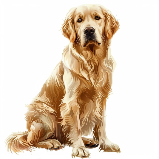 Golden Retriever Expressive surreal Vinyl Decal Sticker for Car, Laptop, Tumbler and more # F020398-4" x 4"
