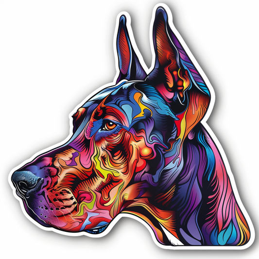 Great Dane Dog Expressive surreal Vinyl Decal Sticker for Car, Laptop, Tumbler and more # F022898