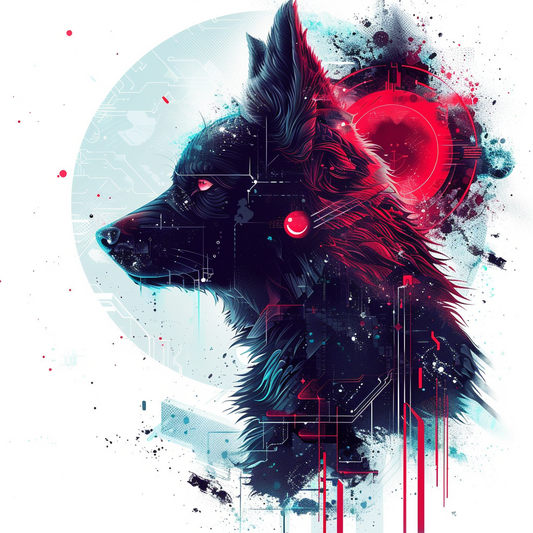 German Shepherd Dog cyber punk Vinyl Decal Sticker for Car, Laptop, Tumbler and more # F011463