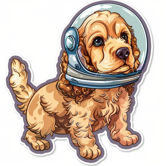 Cute and Adorable Cocker Spaniel Dog Expressive surreal Vinyl Decal Sticker for Car, Laptop, Tumbler and more # F019970-4" x 4"
