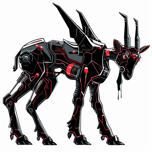 Goat cyber punk majestic Expressive surreal Vinyl Decal Sticker for Car, Laptop, Tumbler and more # F020622-4" x 4"