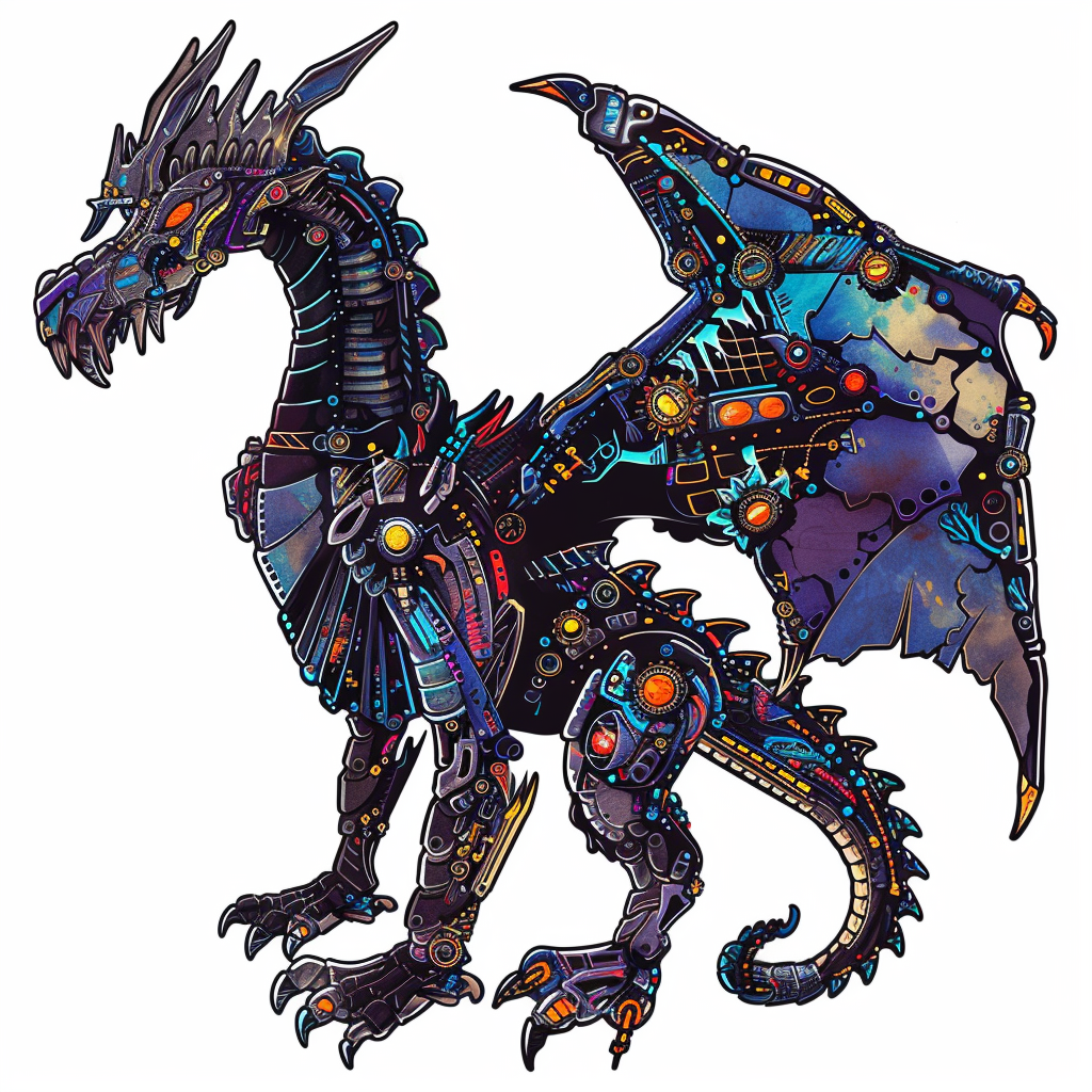 Dragon cyber punk majestic Expressive surreal Vinyl Decal Sticker for Car, Laptop, Tumbler and more # F019078