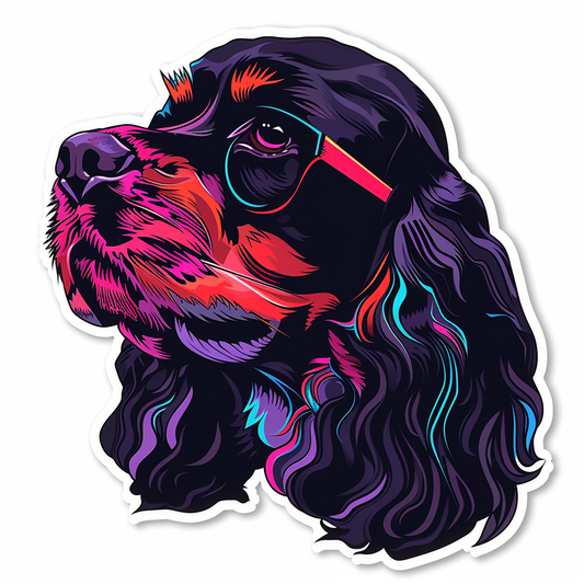Cocker Spaniel Dog cyber punk Expressive surreal Vinyl Decal Sticker for Car, Laptop, Tumbler and more # F020261-4" x 4"