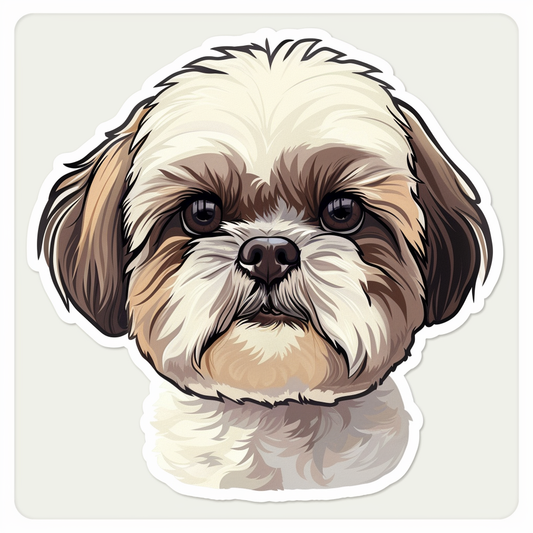 Adorable Shih Tzu Dog Expressive surreal Vinyl Decal Sticker for Car, Laptop, Tumbler and more # F018496