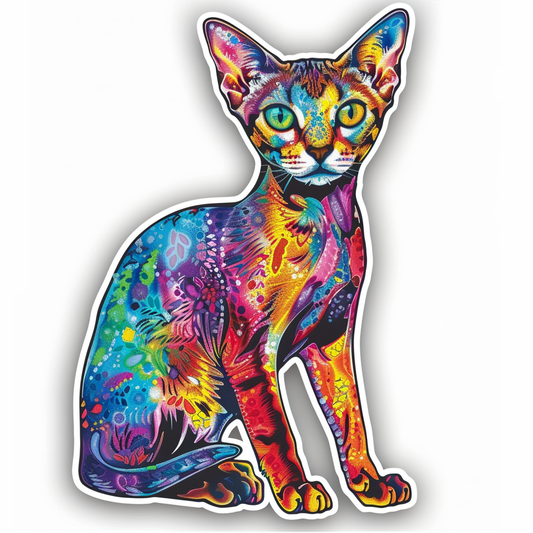 Abyssinian Cat astronaut majestic Expressive surreal Vinyl Decal Sticker for Car, Laptop, Tumbler and more # F021100-4" x 4"