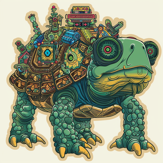 Sticker of a turtle majestic Expressive surreal Vinyl Decal Sticker for Car, Laptop, Tumbler and more # F022006