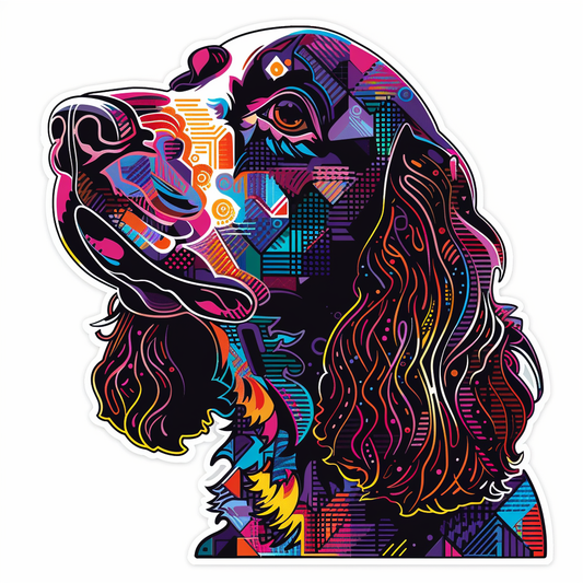 Cocker Spaniel Dog cyber punk Expressive surreal Vinyl Decal Sticker for Car, Laptop, Tumbler and more # F020063-4" x 4"