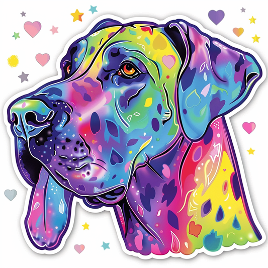 Adorable Great Dane Dog Expressive surreal Vinyl Decal Sticker for Car, Laptop, Tumbler and more # F017949