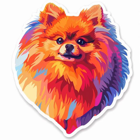 Sticker of a Pomeranian Dog majestic Expressive surreal Heartcore Vinyl Decal Sticker for Car, Laptop, Tumbler and more # F013990