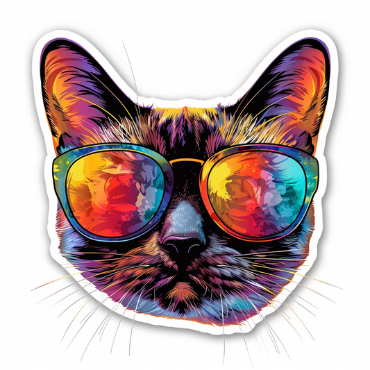 Burmese Cat wearing sunglasses Vinyl Decal Sticker for Car, Laptop, Tumbler and more # F010690