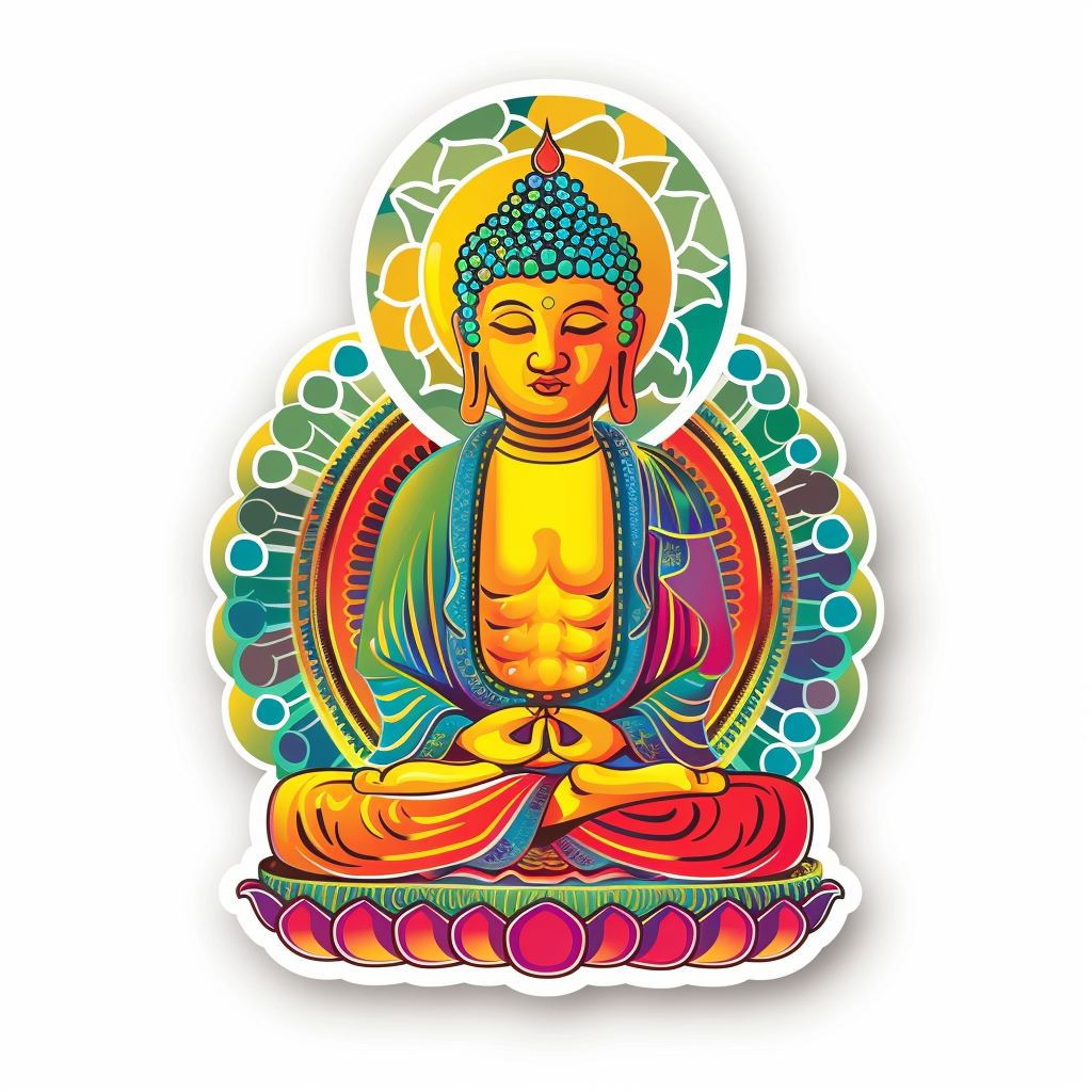 Sticker of a Buddha majestic Expressive surreal Vinyl Decal Sticker for Car, Laptop, Tumbler and more # F016897