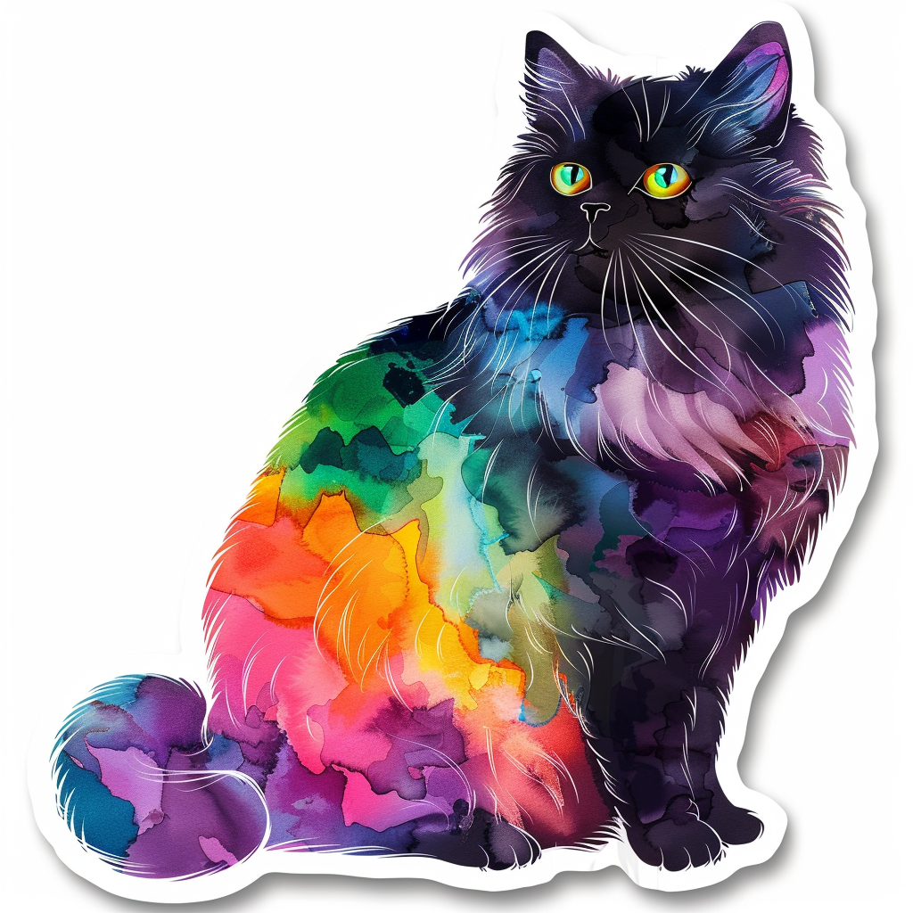 Persian Cat Expressive surreal Vinyl Decal Sticker for Car, Laptop, Tumbler and more # F016489
