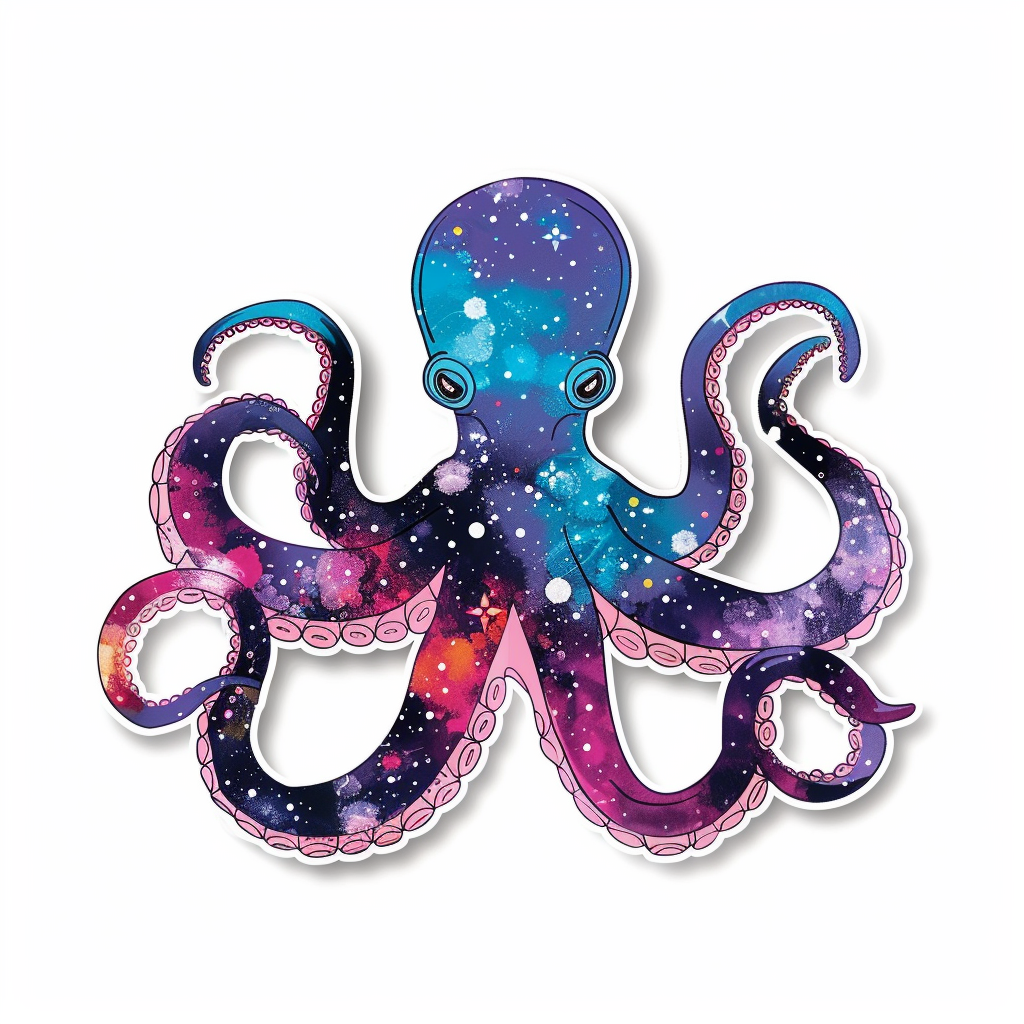 Sticker of a Octopus galaxy majestic Expressive surreal Vinyl Decal Sticker for Car, Laptop, Tumbler and more # F015665