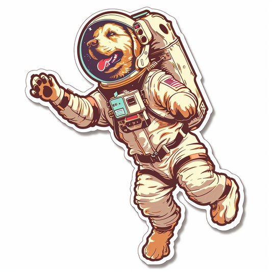 Golden Retriever Dog astronaut Vinyl Decal Sticker for Car, Laptop, Tumbler and more # F010511