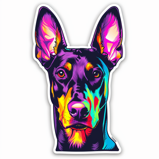 Doberman Pinscher Dog cyber punk Expressive surreal Vinyl Decal Sticker for Car, Laptop, Tumbler and more # F019451-4" x 4"
