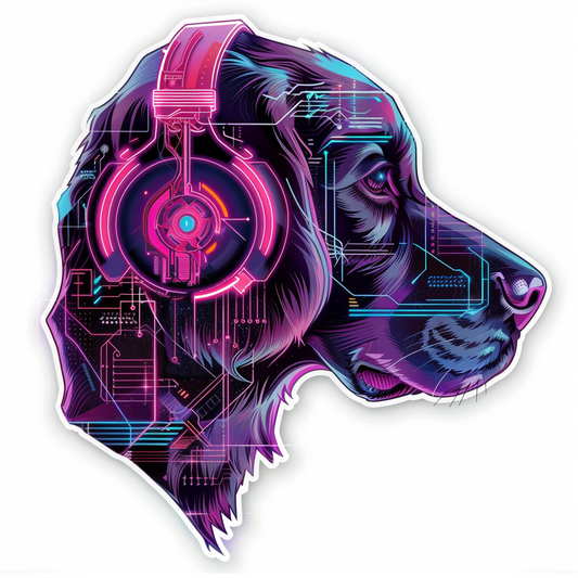 Cocker Spaniel Dog cyber punk Expressive surreal Vinyl Decal Sticker for Car, Laptop, Tumbler and more # F020301-4" x 4"