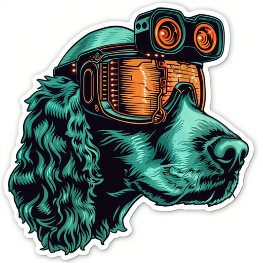 Cocker Spaniel Dog cyber punk Expressive surreal Vinyl Decal Sticker for Car, Laptop, Tumbler and more # F020280-4" x 4"