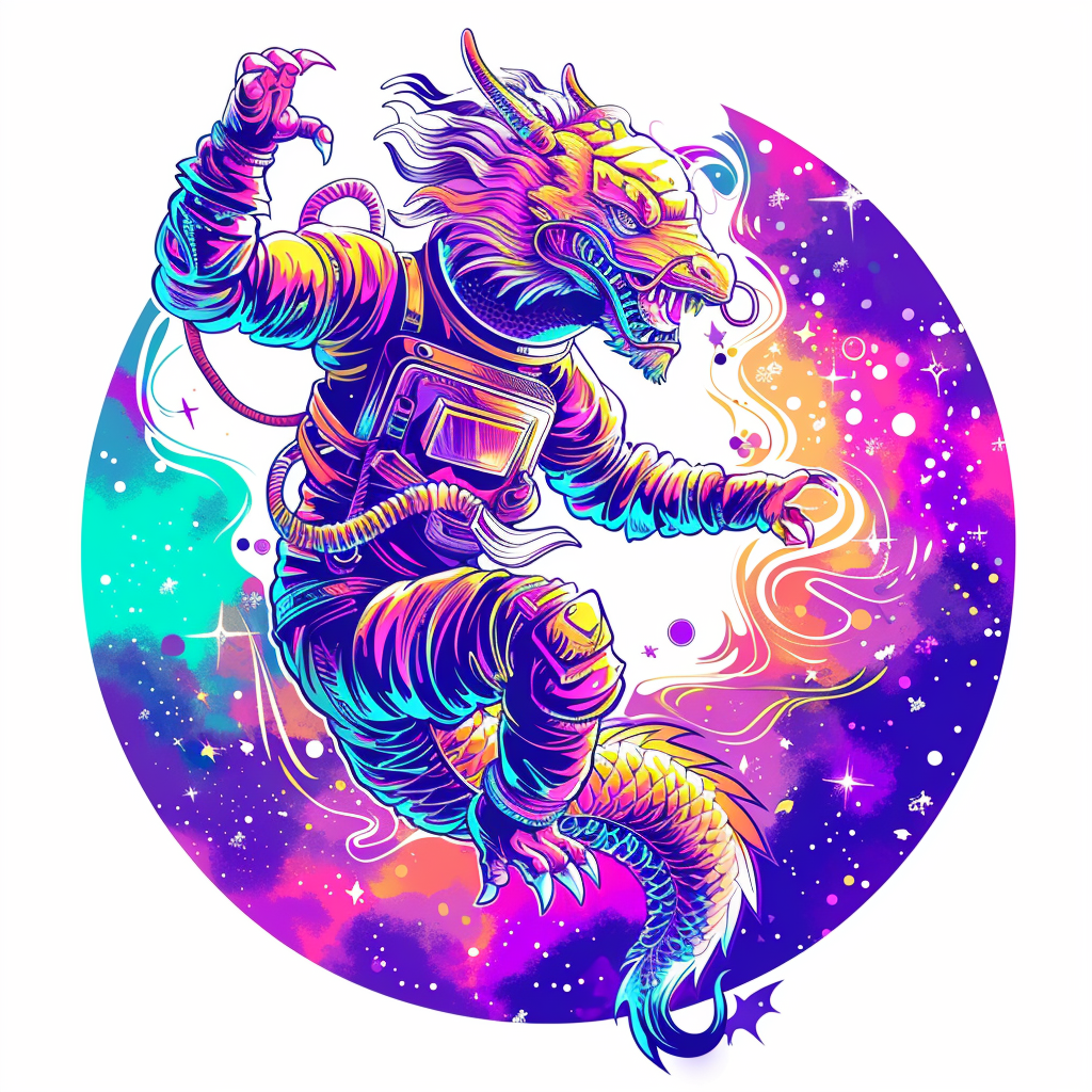 Dragon astronaut majestic Expressive surreal Vinyl Decal Sticker for Car, Laptop, Tumbler and more # F018996