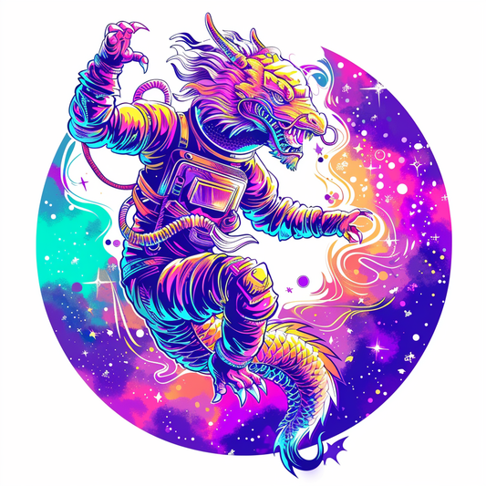 Dragon astronaut majestic Expressive surreal Vinyl Decal Sticker for Car, Laptop, Tumbler and more # F018996