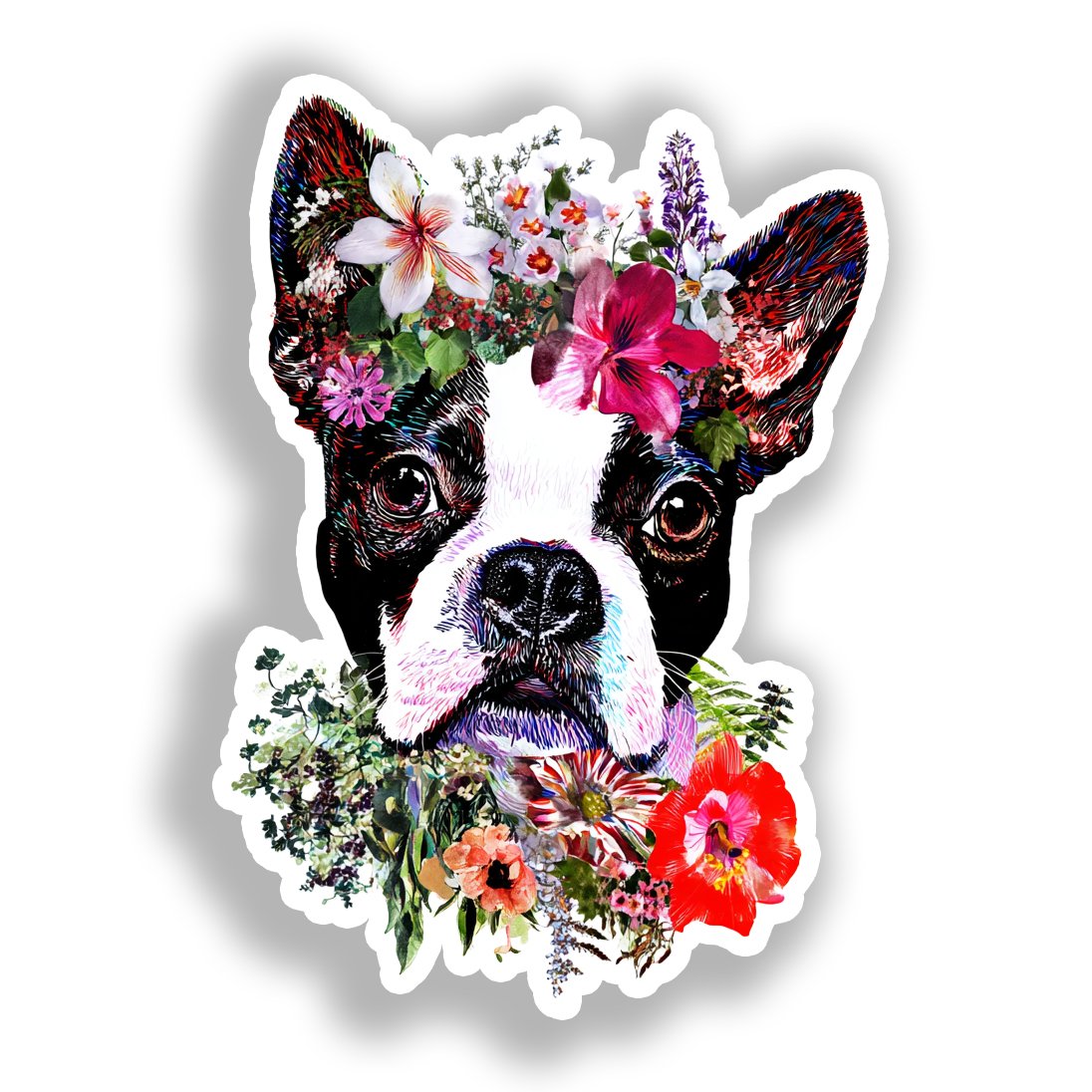 Boston Terrier Dog Vinyl Decal Sticker for Car, Laptop, Tumbler and more # A018991-4" x 4"