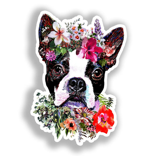 Boston Terrier Dog Vinyl Decal Sticker for Car, Laptop, Tumbler and more # A018991-4" x 4"