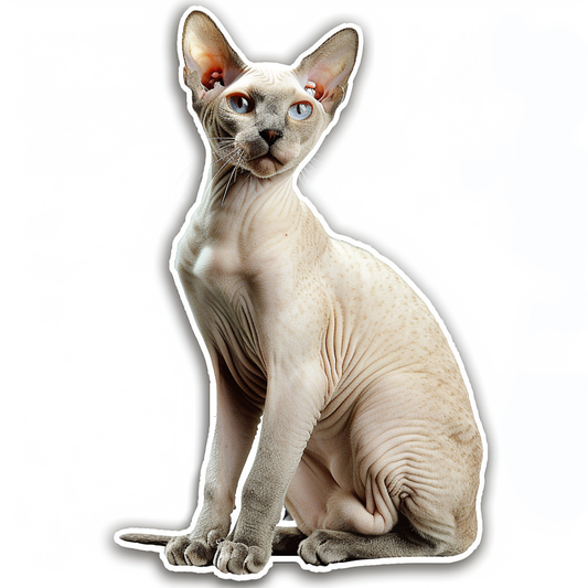 Adorable Cornish Rex Cat Expressive surreal Vinyl Decal Sticker for Car, Laptop, Tumbler and more # F021386-4" x 4"