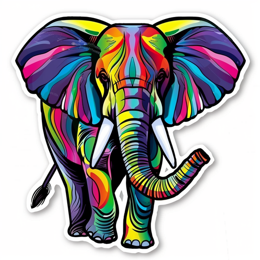 Elephant Expressive surreal Vinyl Decal Sticker for Car, Laptop, Tumbler and more # F022228-4" x 4"