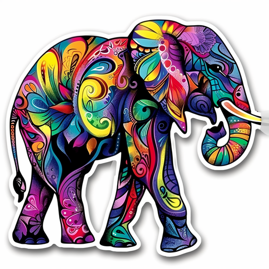 Elephant Expressive surreal Vinyl Decal Sticker for Car, Laptop, Tumbler and more # F022174-4" x 4"