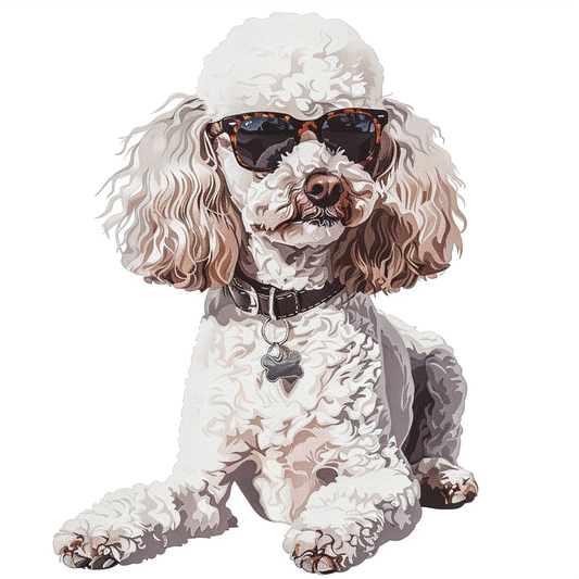 Poodle Dog wearing sunglasses Vinyl Decal Sticker for Car, Laptop, Tumbler and more # F012444