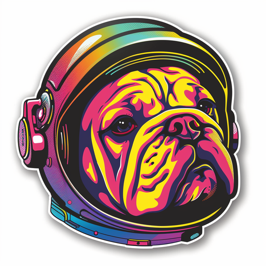 Bulldog Dog astronaut majestic Expressive surreal Vinyl Decal Sticker for Car, Laptop, Tumbler and more # F017314