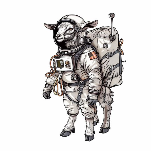 Goat majestic Astronaut Expressive surreal Vinyl Decal Sticker for Car, Laptop, Tumbler and more # F020490-4" x 4"