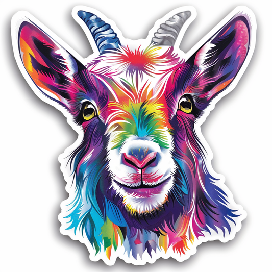 Goat majestic Expressive surreal Vinyl Decal Sticker for Car, Laptop, Tumbler and more # F020594-4" x 4"