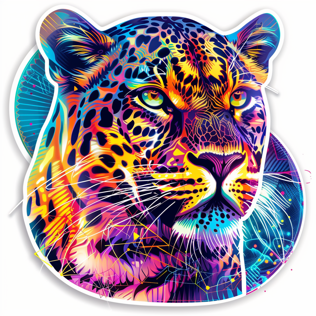 Leopard majestic Expressive surreal Vinyl Decal Sticker for Car, Laptop, Tumbler and more # F022537