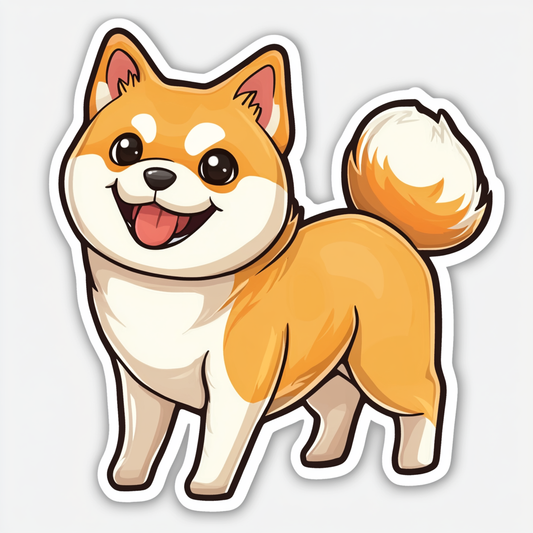 Shiba Inu sticker cartoon style Expressive surreal Vinyl Decal Sticker for Car, Laptop, Tumbler and more # F025801