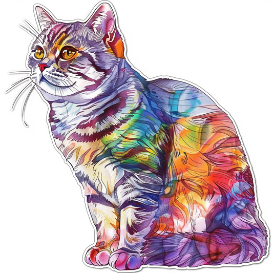 American Shorthair Cat wearing sunglasses Expressive surreal Vinyl Decal Sticker for Car, Laptop, Tumbler and more # F019917-4" x 4"