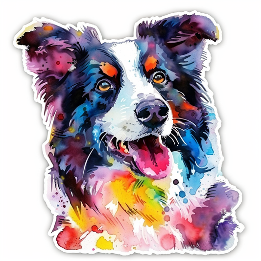 Border Collie Dog majestic Expressive surreal Vinyl Decal Sticker for Car, Laptop, Tumbler and more # F021784-4" x 4"