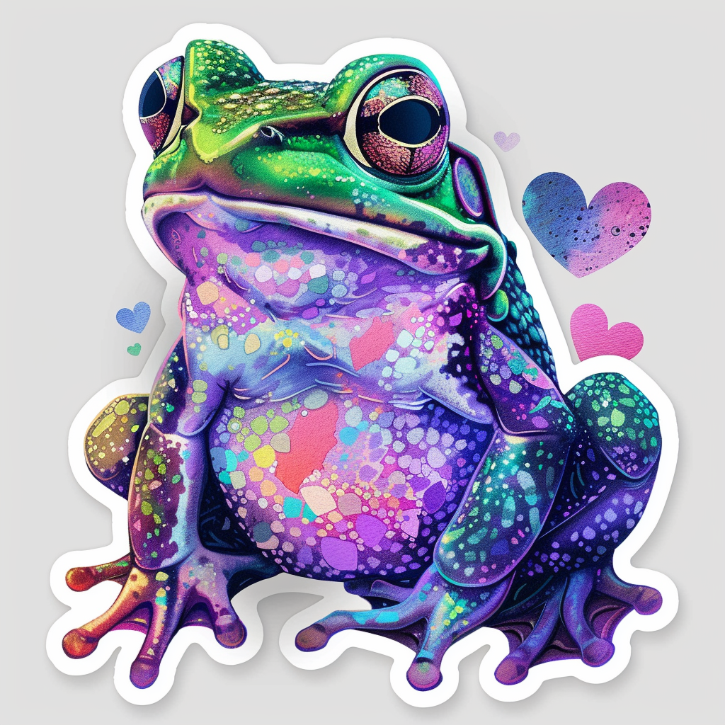 Sticker of a Frog majestic Expressive surreal Vinyl Decal Sticker for Car, Laptop, Tumbler and more # F016602