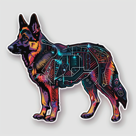 German Shepherd Dog cyber punk Vinyl Decal Sticker for Car, Laptop, Tumbler and more # F011548