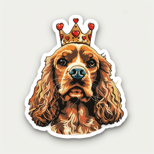 Cocker Spaniel Dog crowned majestic Expressive surreal Vinyl Decal Sticker for Car, Laptop, Tumbler and more # F020241-4" x 4"