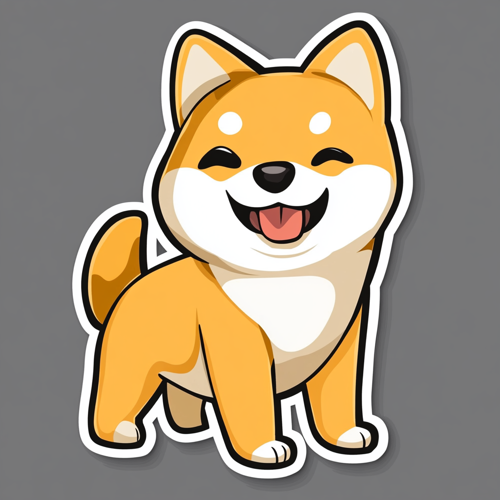 Shiba Inu sticker cartoon style Expressive surreal Vinyl Decal Sticker for Car, Laptop, Tumbler and more # F025855