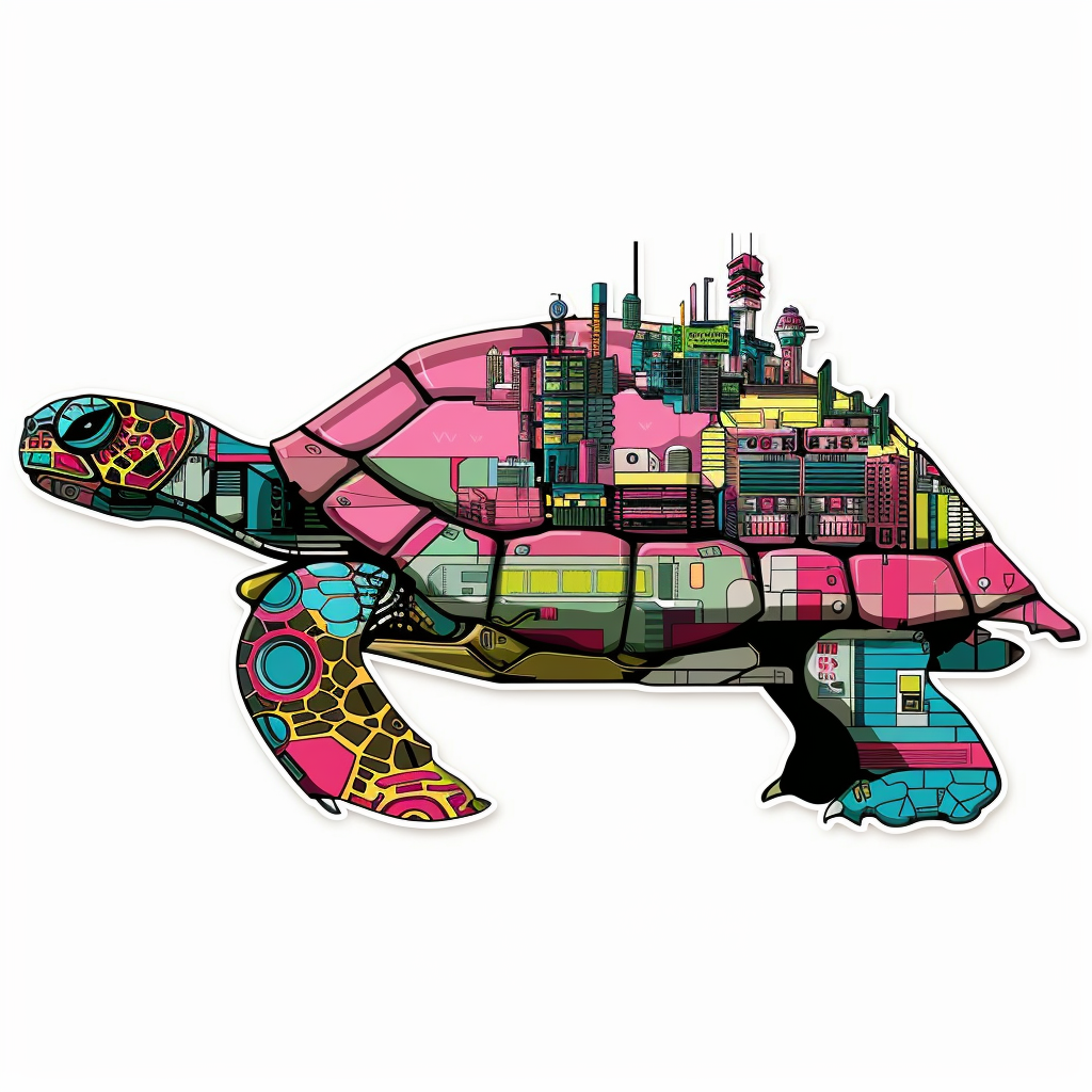 Sticker of a turtle majestic Expressive surreal Vinyl Decal Sticker for Car, Laptop, Tumbler and more # F022046