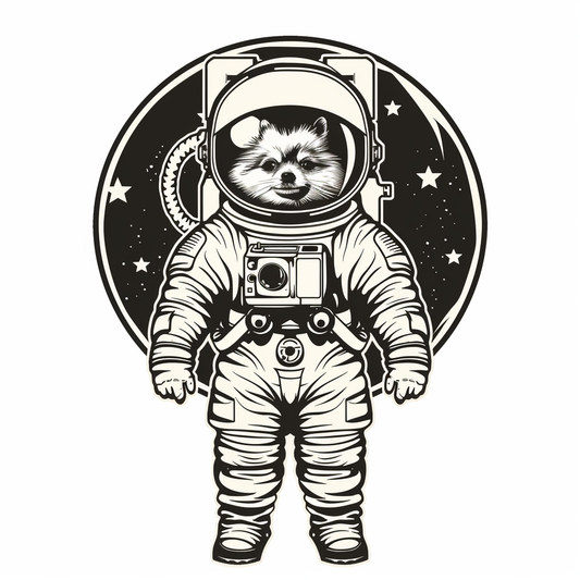 Sticker of a Pomeranian Dog astronaut majestic Expressive surreal Vinyl Decal Sticker for Car, Laptop, Tumbler and more # F013901