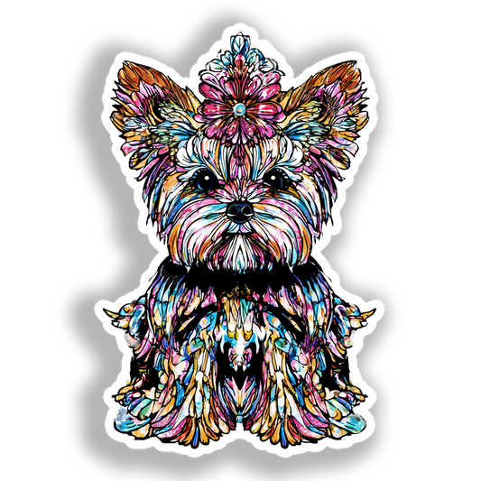Yorkshire Terrier Dog Vinyl Decal Sticker for Car, Laptop, Tumbler and more # A017206-4" x 4"